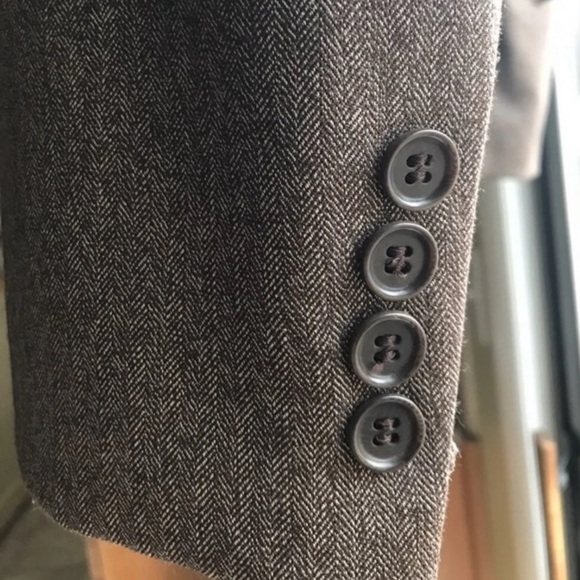 BCBGMAXAZARIA retro designer Women’s Blazer Jacket Brown Tweed & Velvet - Picture 9 of 12